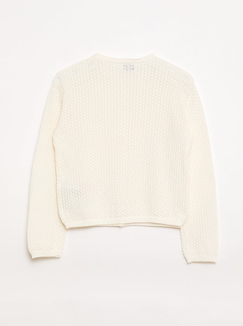 Chaqueta de punto con cuello redondo Blanco - Kiabi