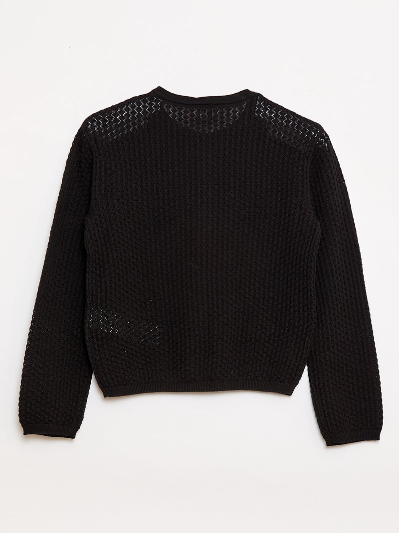 Chaqueta de punto con cuello redondo Negro - Kiabi