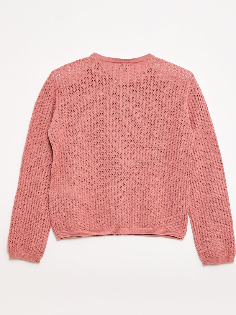 Chaqueta de punto con cuello redondo Rosa - Kiabi