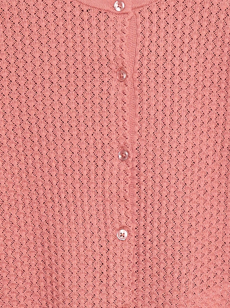 Chaqueta de punto con cuello redondo Rosa - Kiabi