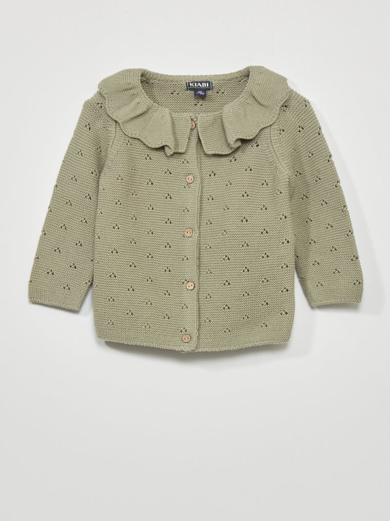 Chaqueta de punto con cuello y punto de fantasía gris - Kiabi