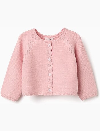 Chaqueta de punto con extremos festoneados