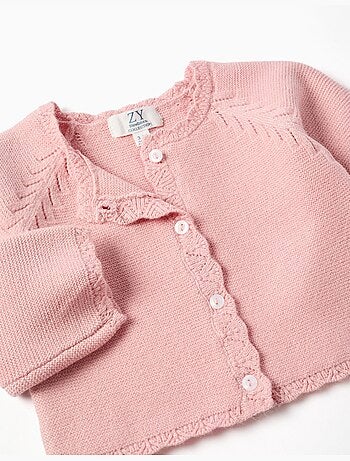 Chaqueta de punto con extremos festoneados