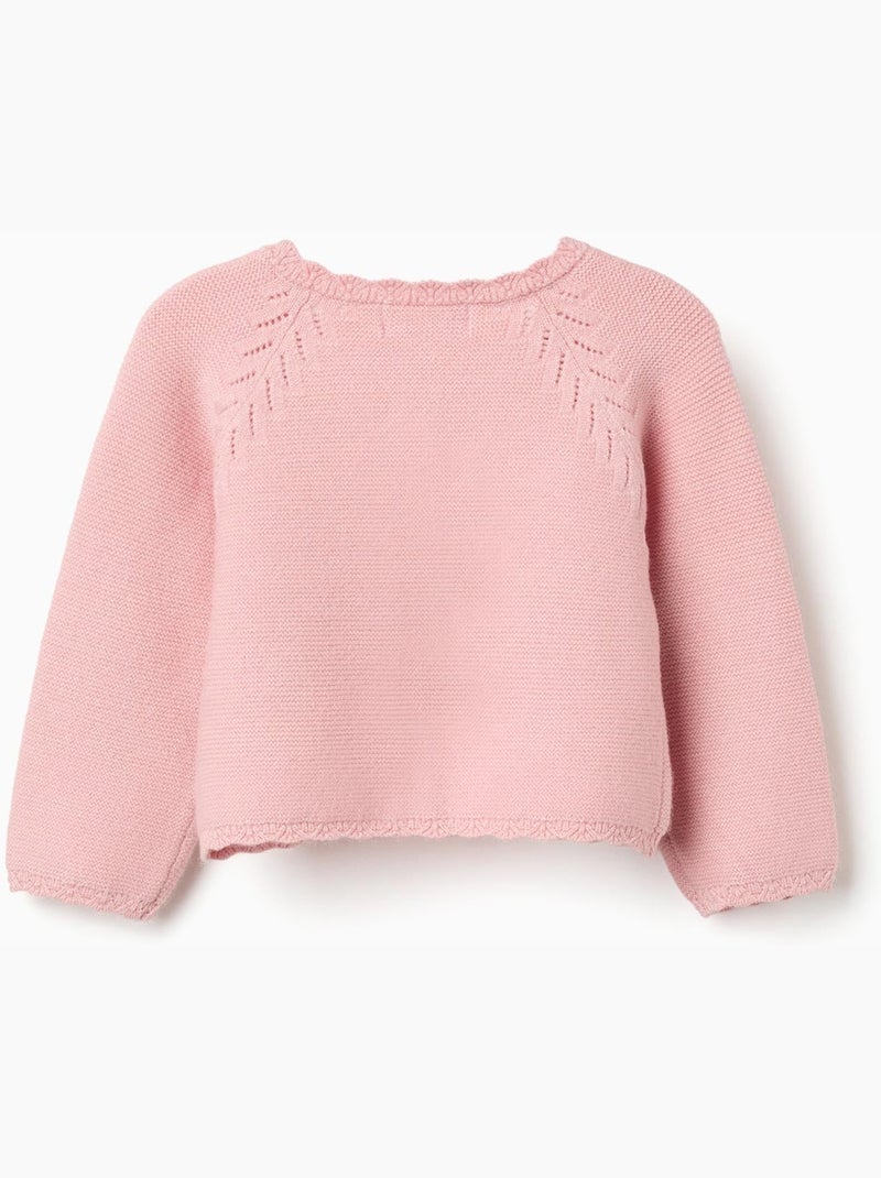 Chaqueta de punto con extremos festoneados Rosa claro - Kiabi