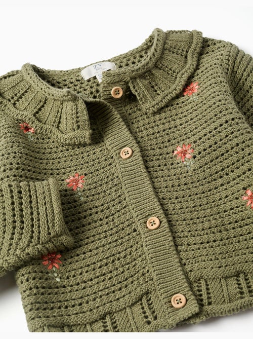 Chaqueta de punto con flores bordadas - Kiabi