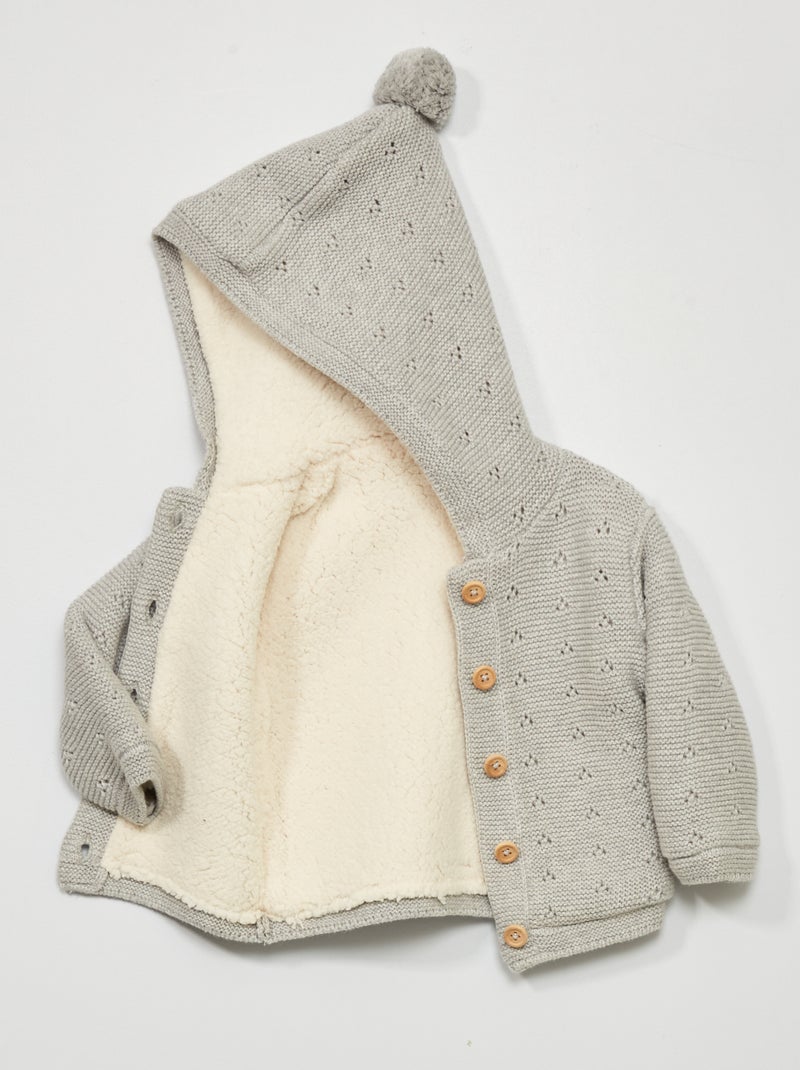 Chaqueta de punto con forro de borreguito GRIS - Kiabi