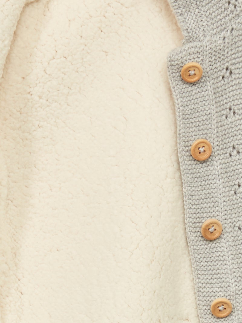 Chaqueta de punto con forro de borreguito GRIS - Kiabi