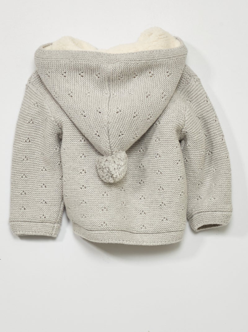 Chaqueta de punto con forro de borreguito GRIS - Kiabi