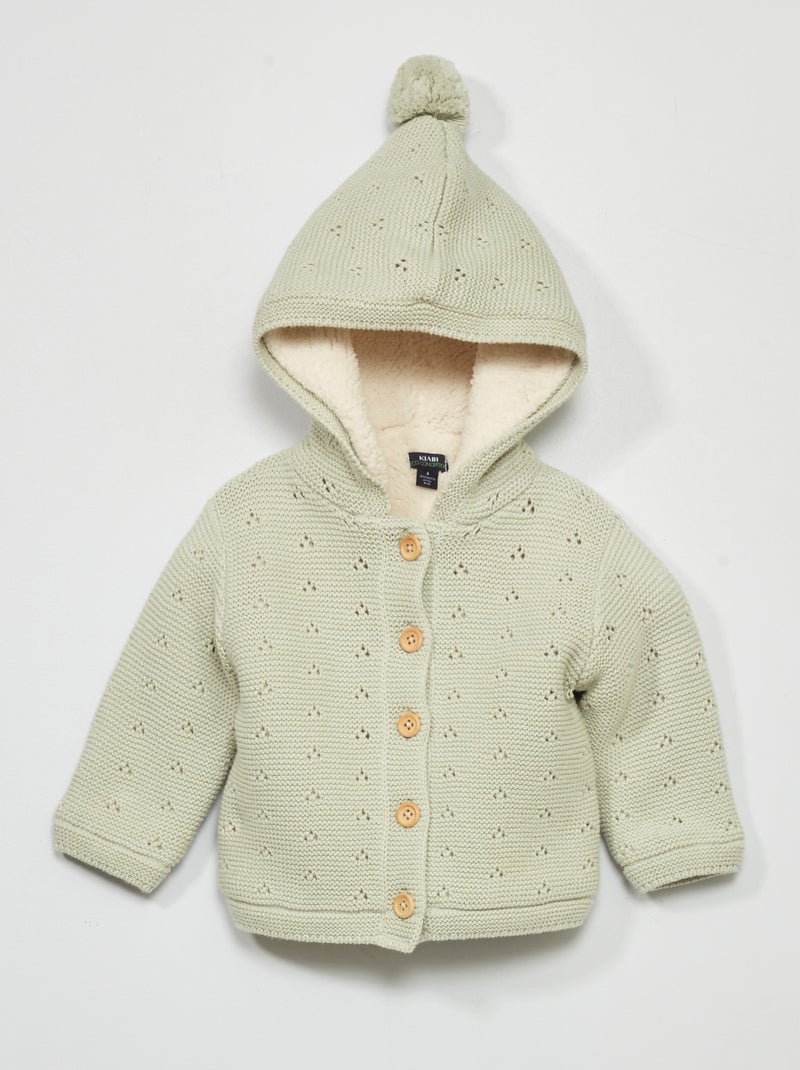 Chaqueta de punto con forro de borreguito gris mercurio - Kiabi