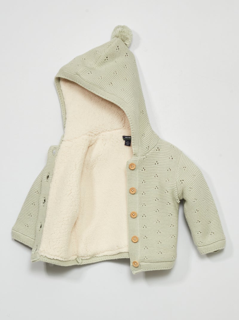 Chaqueta de punto con forro de borreguito gris mercurio - Kiabi