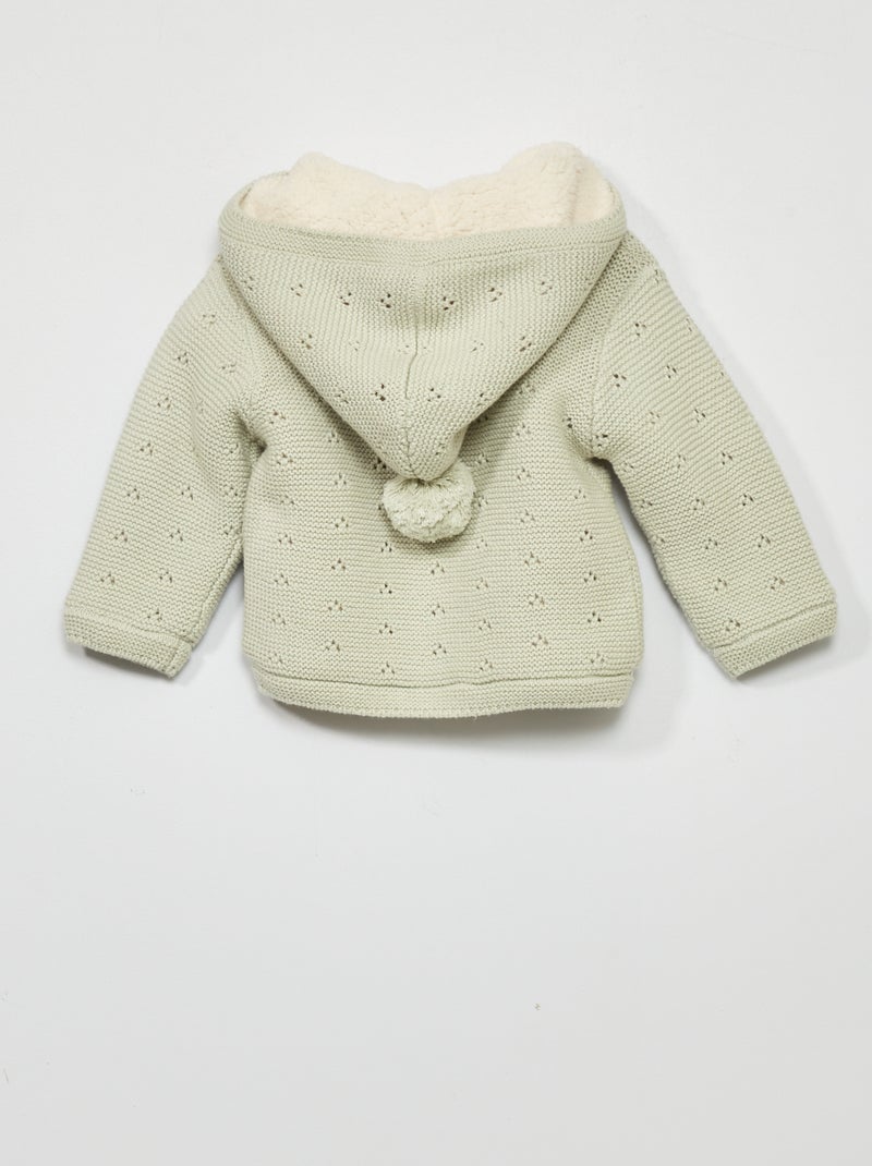 Chaqueta de punto con forro de borreguito gris mercurio - Kiabi