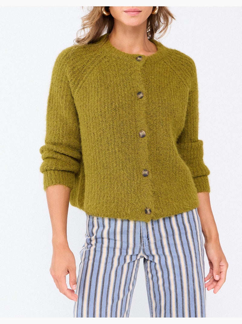 Chaqueta de punto con lana, mo fashion Verde - Kiabi