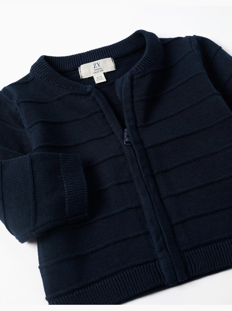 Chaqueta de punto con líneas en relieve Azul Azul - Kiabi