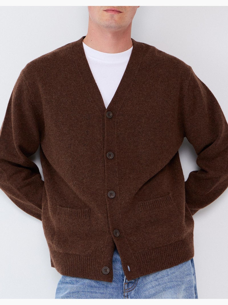 Chaqueta de punto con mezcla de lana, mo fashion Marrón - Kiabi