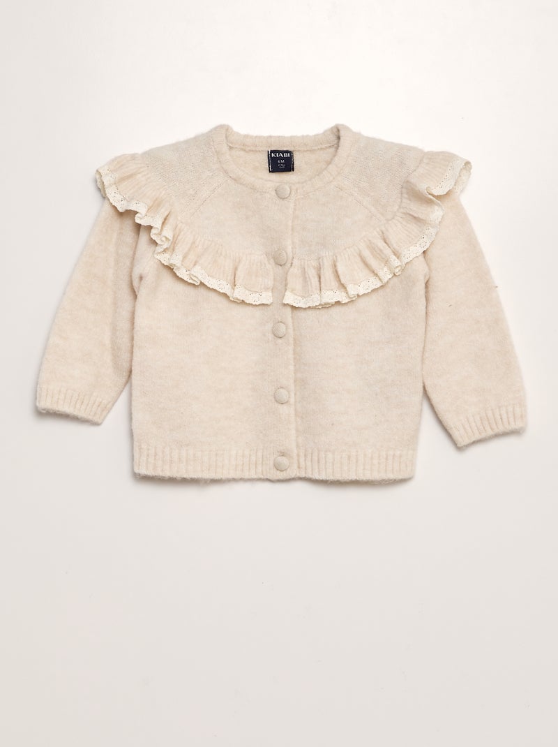 Chaqueta de punto con volantes BEIGE - Kiabi