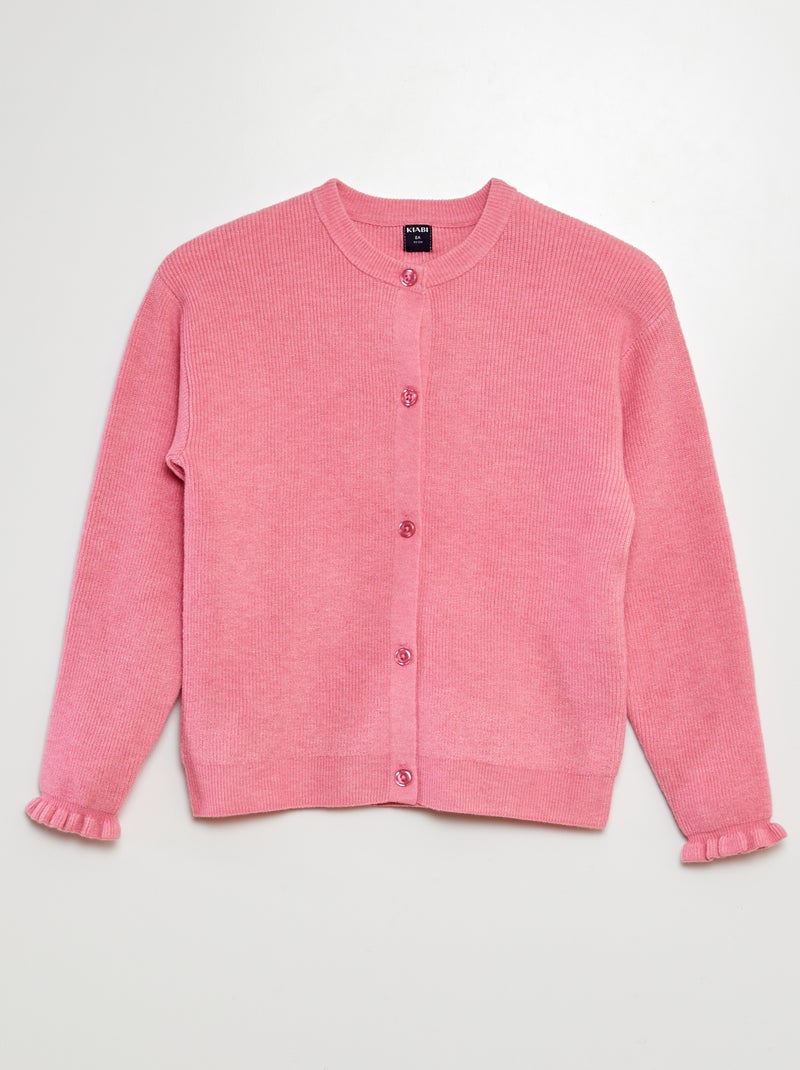 Chaqueta de punto con volantes en los puños ROSA - Kiabi