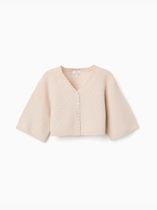 Chaqueta de punto de algodón con detalles festoneados - Kiabi
