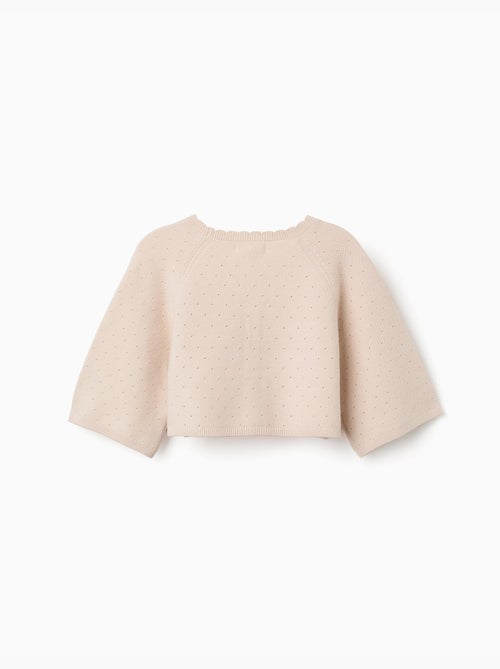Chaqueta de punto de algodón con detalles festoneados - Kiabi