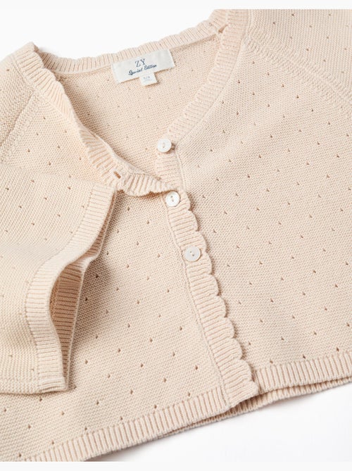 Chaqueta de punto de algodón con detalles festoneados - Kiabi