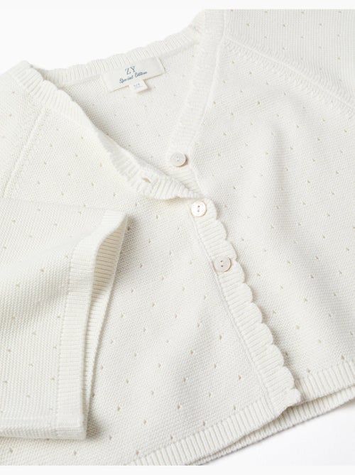 Chaqueta de punto de algodón con detalles festoneados - Kiabi