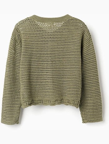 Chaqueta de punto de algodón con flores bordadas