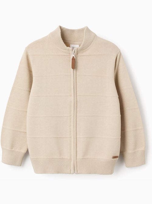 Chaqueta de punto de algodón con líneas en relieve - Kiabi