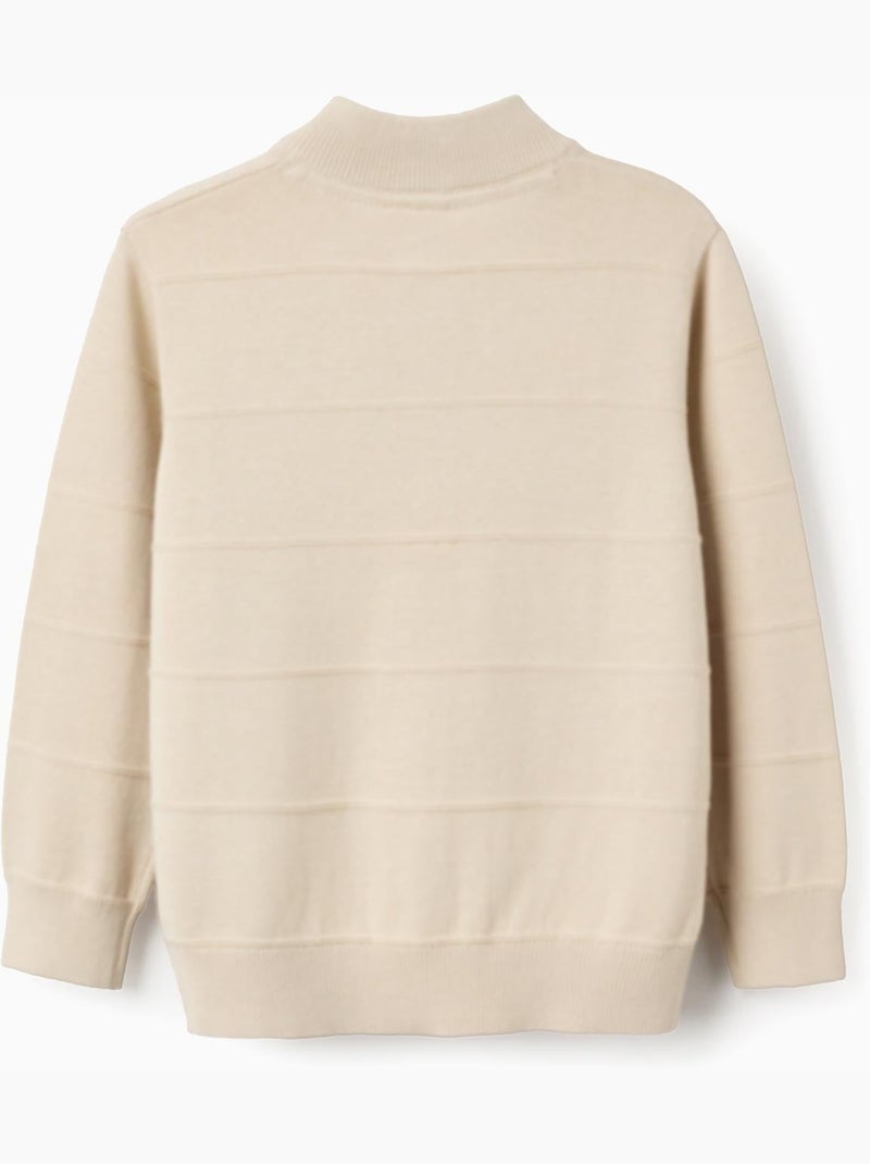 Chaqueta de punto de algodón con líneas en relieve Beige claro - Kiabi