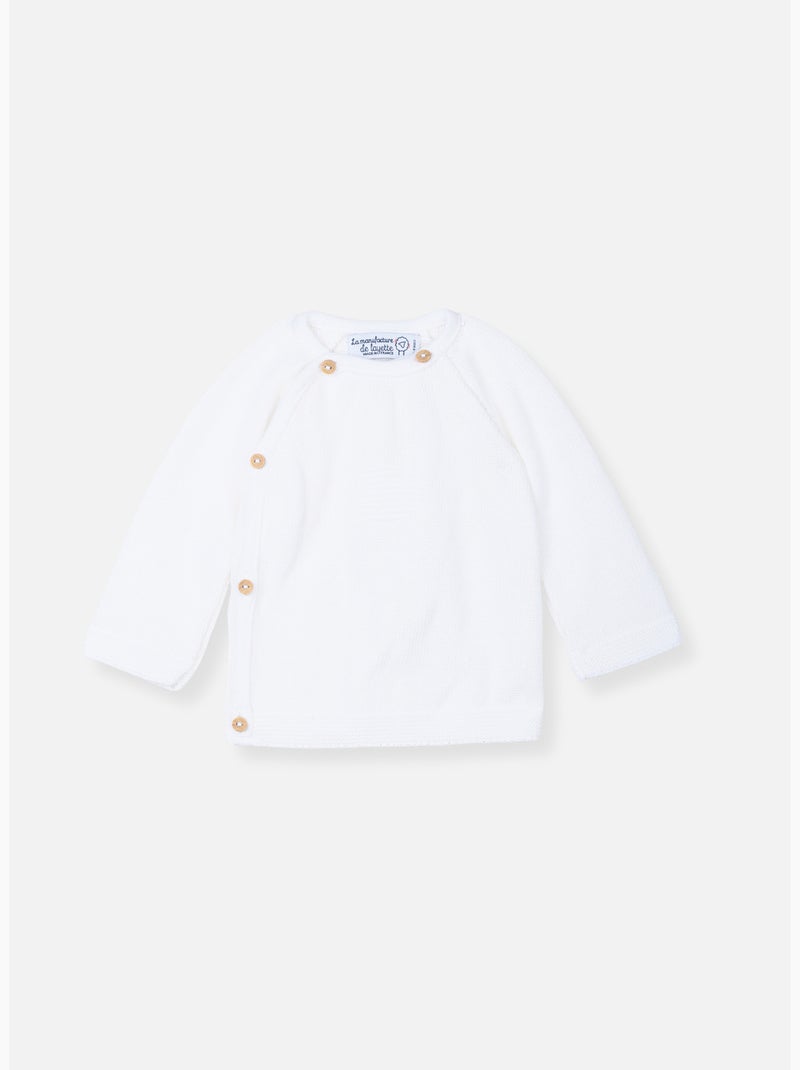 Chaqueta de punto de bebé en algodón - colección «petits chats» Blanco - Kiabi