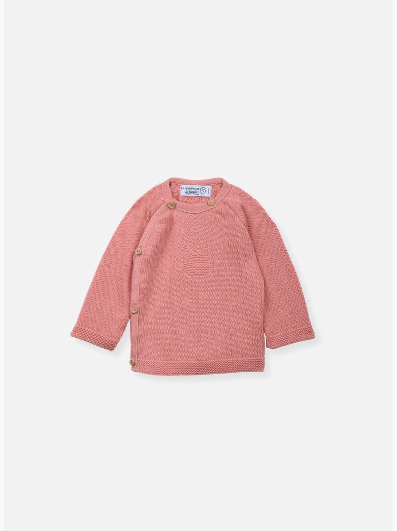 Chaqueta de punto de bebé en algodón - colección «petits chats» Rosa - Kiabi