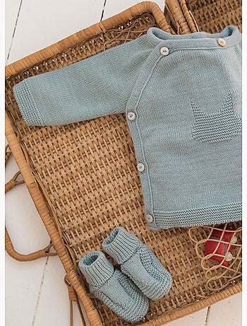 Chaqueta de punto de bebé en algodón - colección «petits chats»