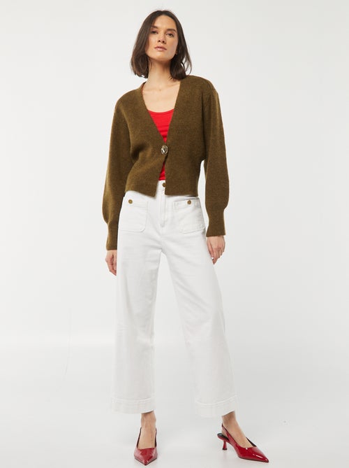 Chaqueta de punto de canalé con botón dorado - Kiabi