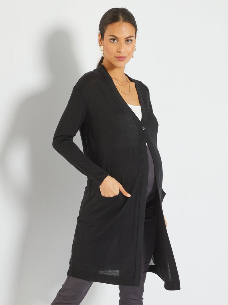 Chaqueta de punto de canalé largo medio NEGRO - Kiabi