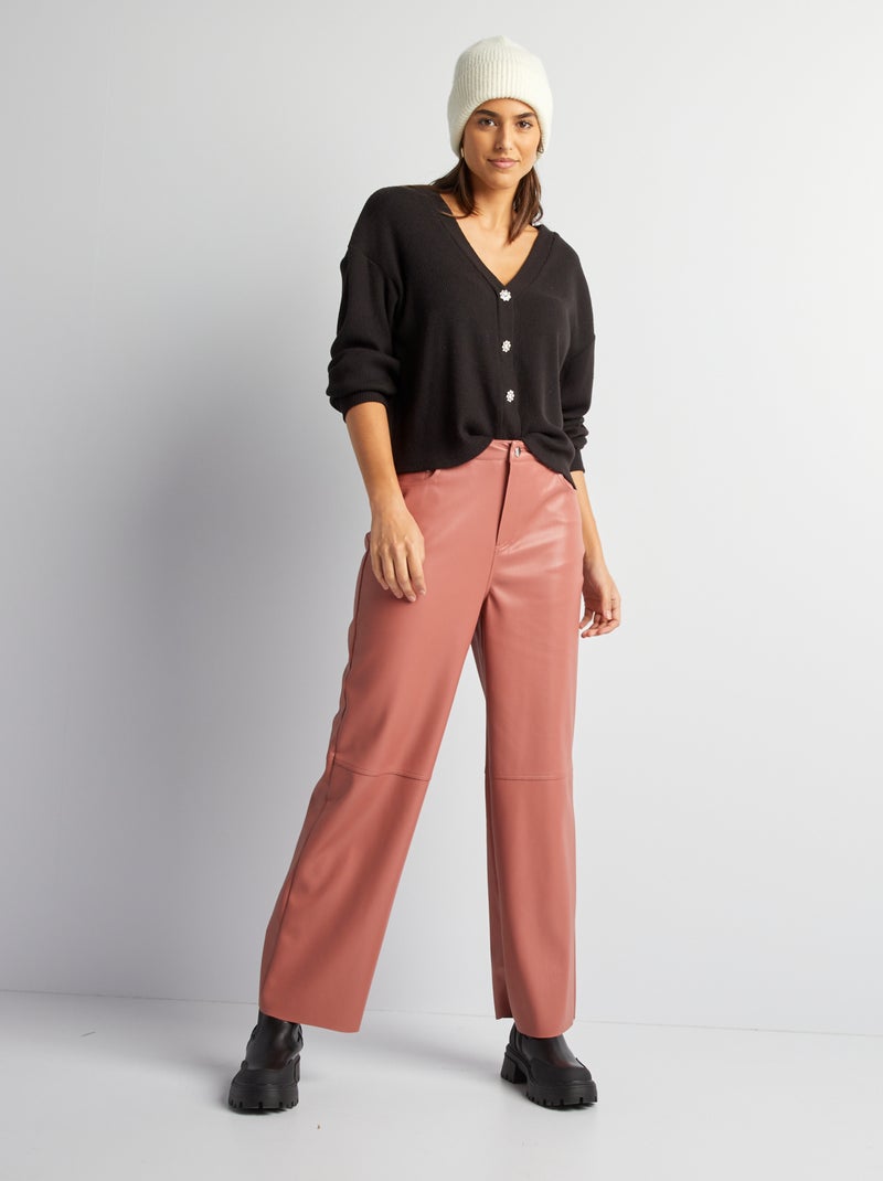 Chaqueta de punto de canalé negro - Kiabi