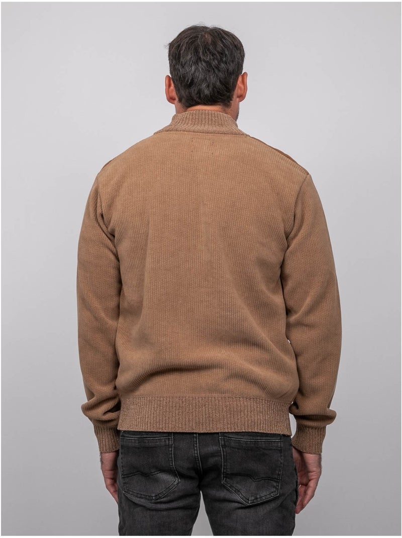 Chaqueta de punto de chenilla con cremallera lerotof Beige - Kiabi