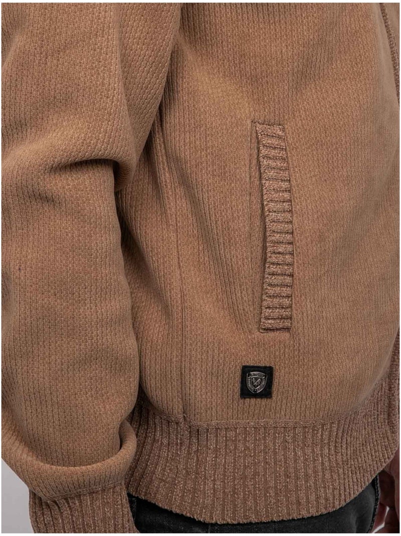 Chaqueta de punto de chenilla con cremallera lerotof Beige - Kiabi