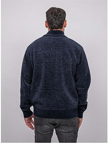 Chaqueta de punto de chenilla con cremallera y cuello alto limago
