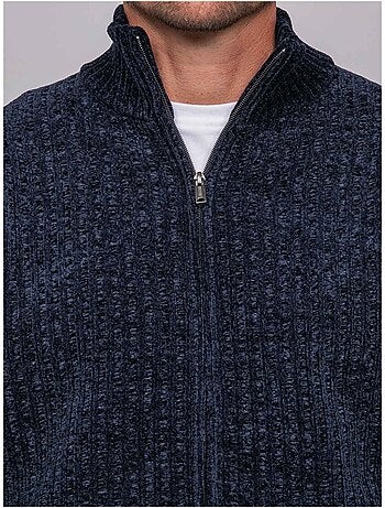 Chaqueta de punto de chenilla con cremallera y cuello alto limago