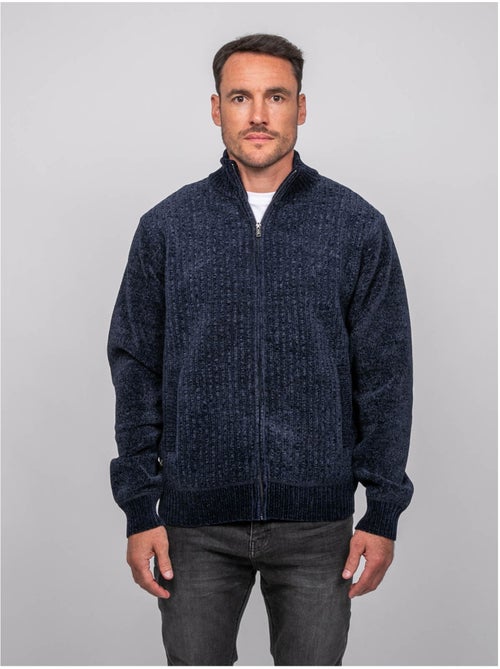 Chaqueta de punto de chenilla con cremallera y cuello alto limago - Kiabi