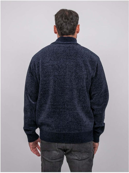 Chaqueta de punto de chenilla con cremallera y cuello alto limago - Kiabi