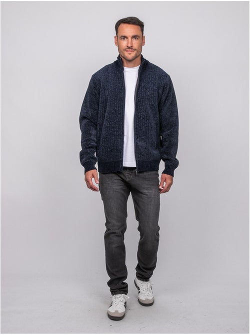 Chaqueta de punto de chenilla con cremallera y cuello alto limago - Kiabi