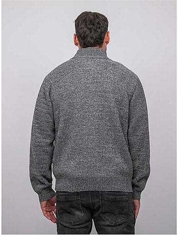 Chaqueta de punto de chenilla con cremallera y cuello alto limago