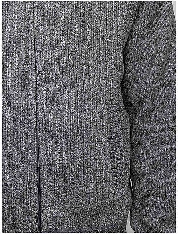 Chaqueta de punto de chenilla con cremallera y cuello alto limago