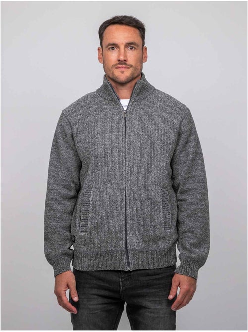 Chaqueta de punto de chenilla con cremallera y cuello alto limago - Kiabi