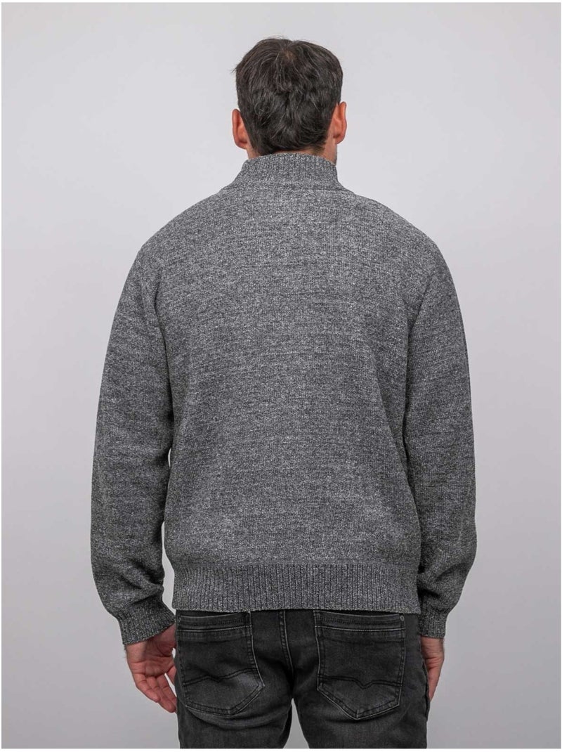 Chaqueta de punto de chenilla con cremallera y cuello alto limago Gris - Kiabi