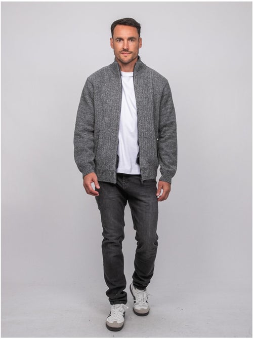 Chaqueta de punto de chenilla con cremallera y cuello alto limago - Kiabi