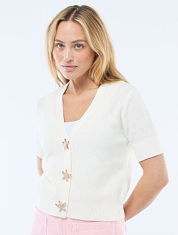 Chaqueta de punto de manga corta con botones originales