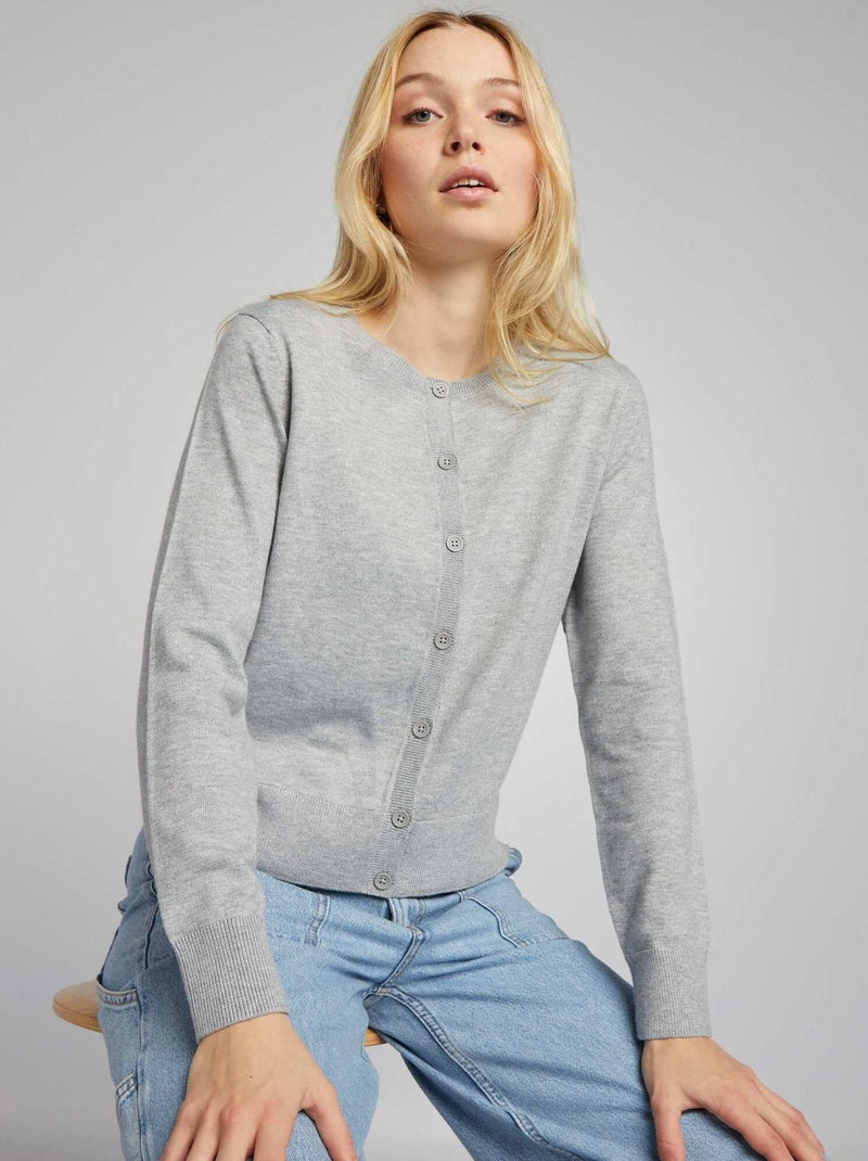 Chaqueta de punto de manga larga GRIS - Kiabi