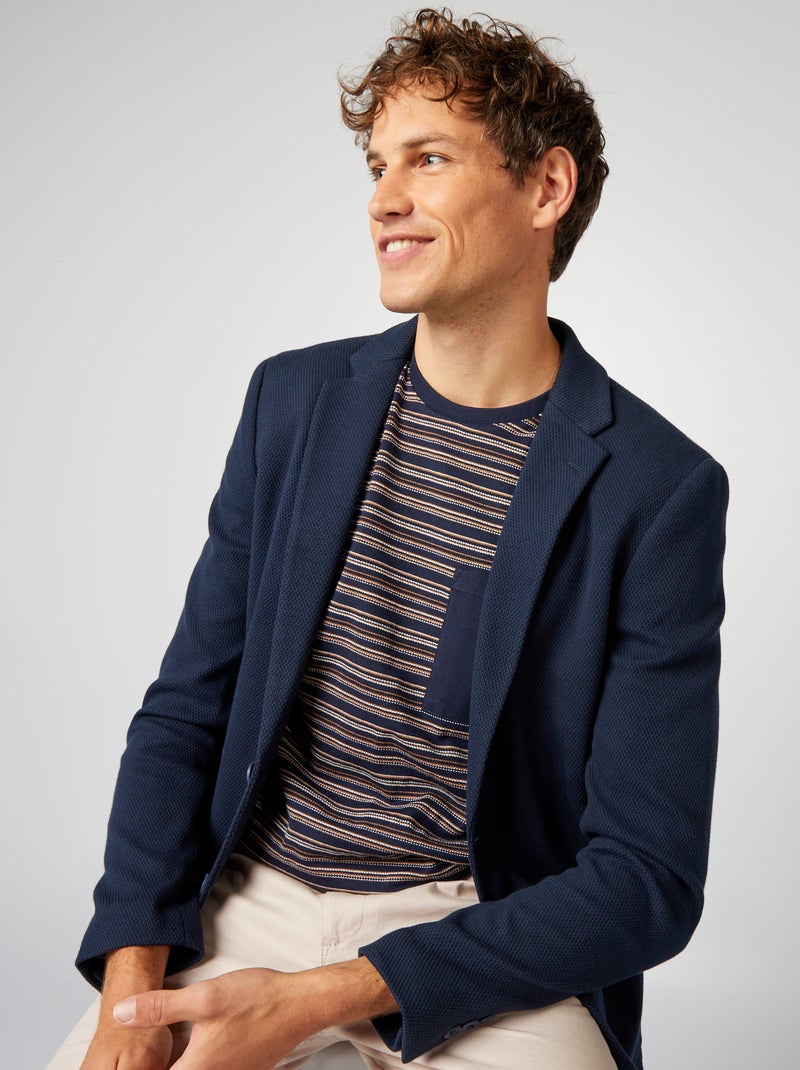 Chaqueta de punto de piqué AZUL - Kiabi