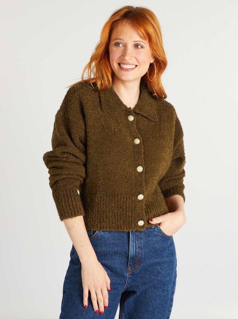 Chaqueta de punto de rizo MARRON - Kiabi