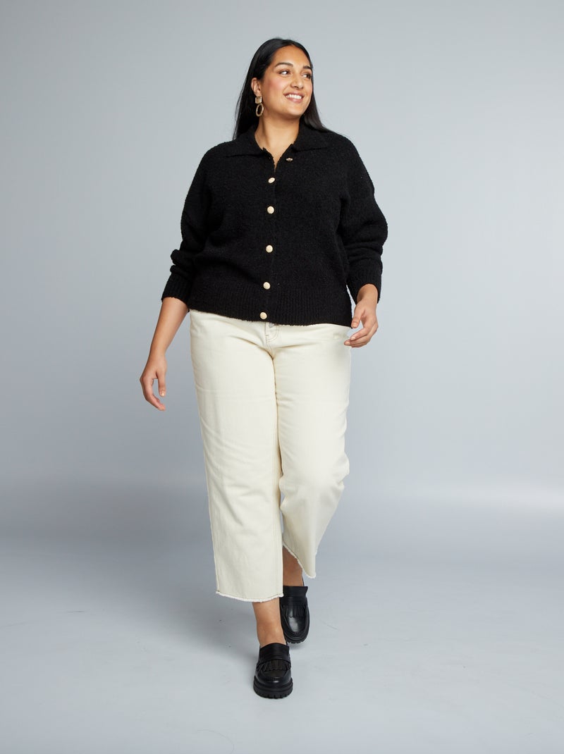 Chaqueta de punto de rizo negro - Kiabi